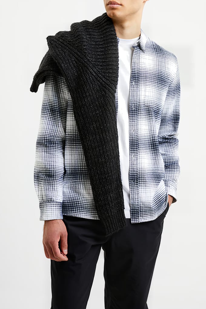French Connection Shadow Check Blue Größe: XS | Casual hemden Outlet | Herren | Blau