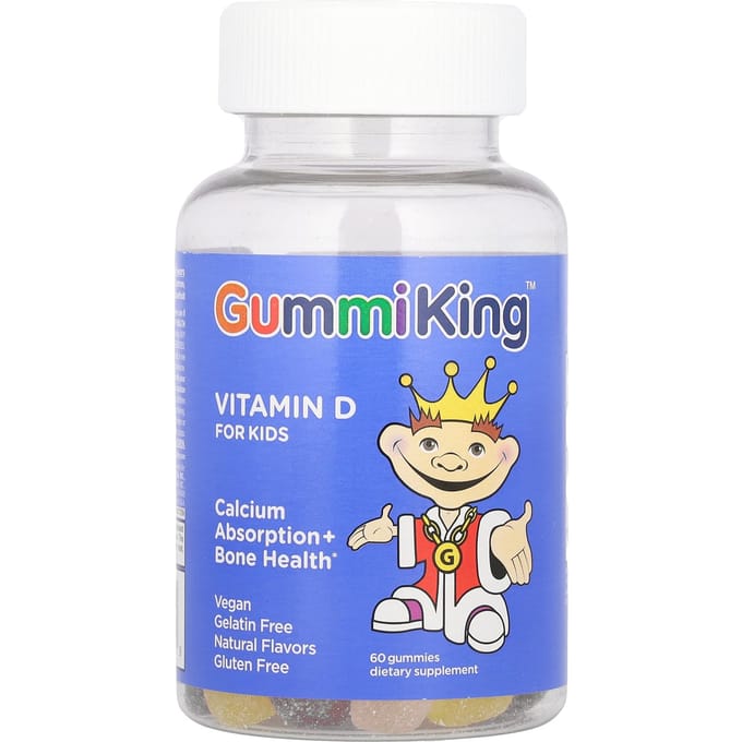 GummiKing, vitamine D voor kinderen, 15 mcg, 60 gummies (7,5 mcg per snoepje)