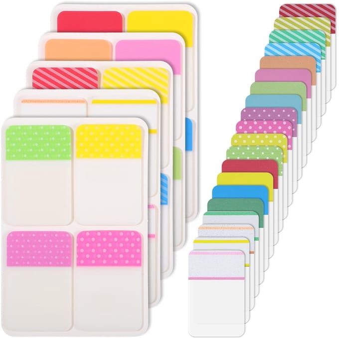 Dailygoods- Hechttabs 400 Stuks - Zelfklevende Index Tabs - Transparante Hechttabs - Kleurcodering - Schrijfbaar - 4 x 2,5 cm - Indextabs