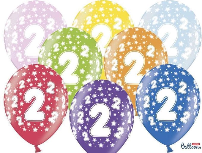 Verjaardag Ballonnen 2 Jaar Metallic Mix