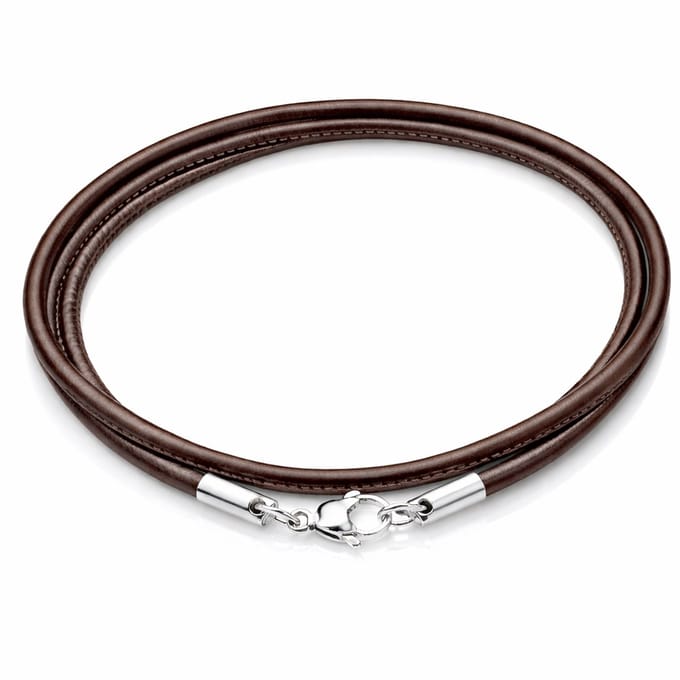 LGT Jewels leren koord ketting bruin 2mm-70cm
