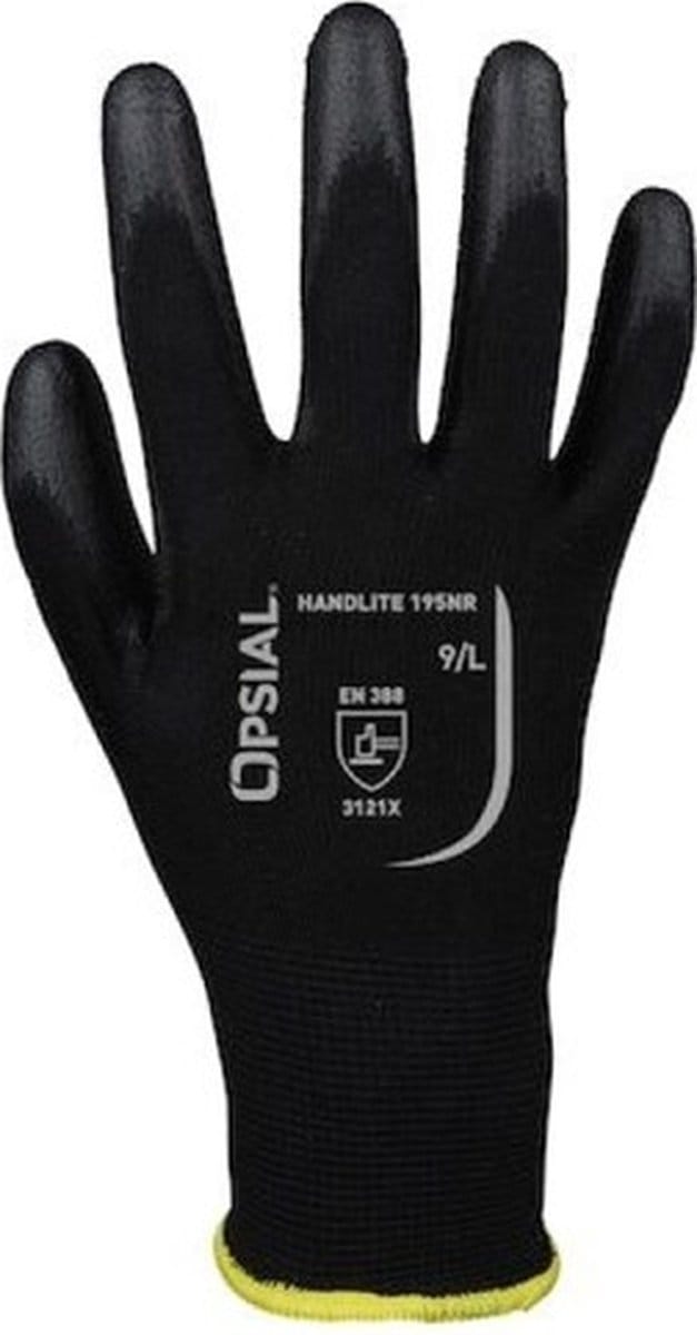 Opsial werkhandschoenen - Handlite 195NR - zwarte coating - maat 9