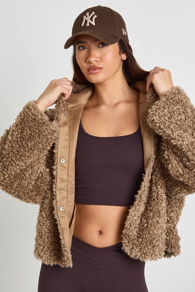 boohoo Dames Teddy Jas met Capuchon | Paddestoel | Maat: 42