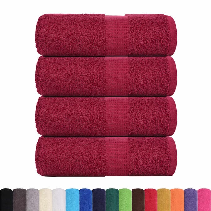 vidaXL - Washandjes - FROGN - 4 - st - 30x30 - cm - 360 - g/m² - bordeaux