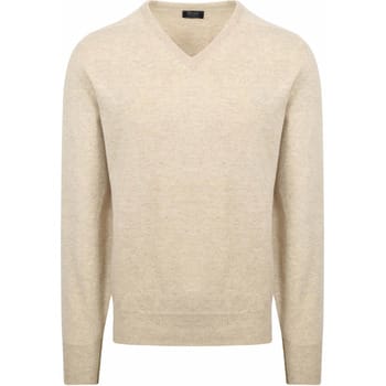 William Lockie V-Hals Lamswol Linen Beige - Maat XXL - Heren - Pullovers