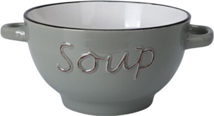 Excellent Houseware soepkom gres - lichtgrijs - porselein - D14 cm - serveer/snackschaaltje