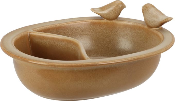 Vogel voederbak - vogelbadje - groen - porselein - 20,6 x 15,8 x 7,8 cm -