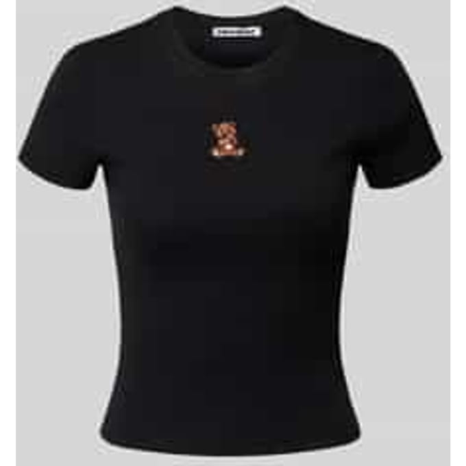 T-shirt met motiefstitching en ronde hals