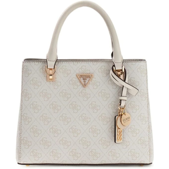GUESS handtas schoudertas Noelle II Multi Compartment Satchel Bone Logo crème