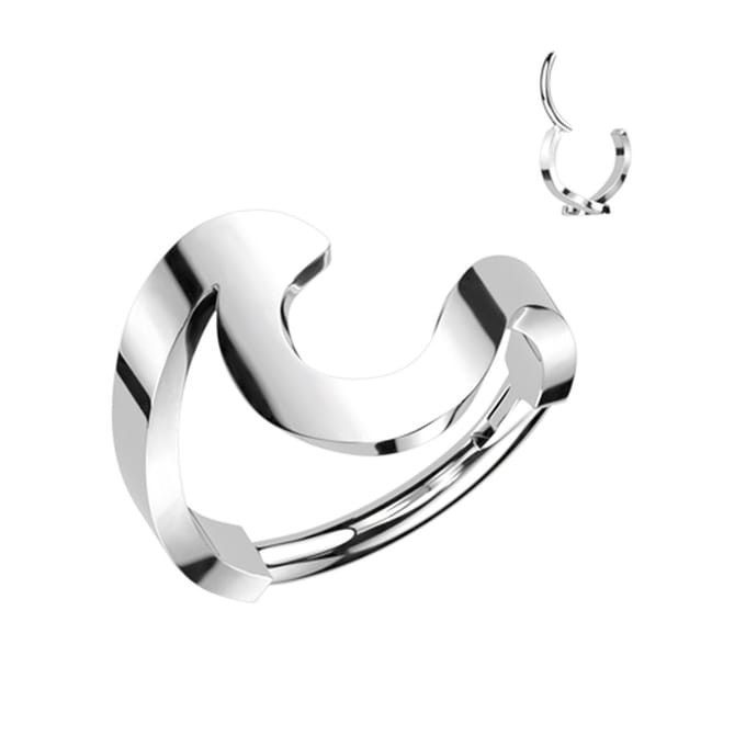 Piercing PVD swish wave clicker 1.2x8 - zilver - LMPiercings