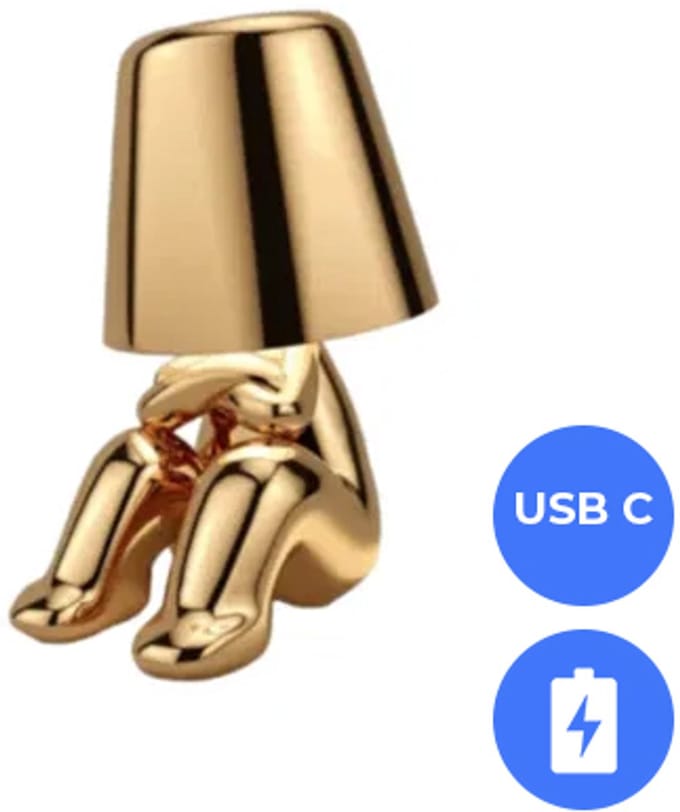 Oplaadbare LED Tafellamp - Denker - Dimbaar - USB-C - Golden Boy Toby