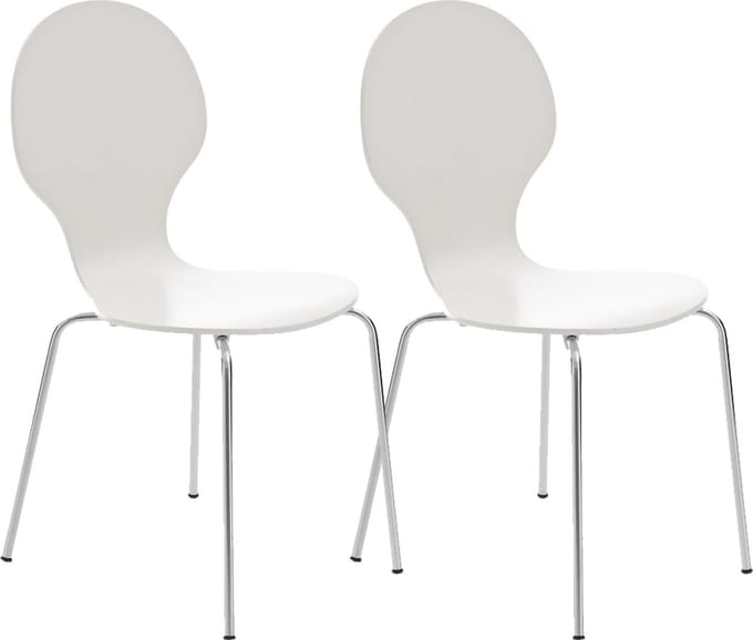 CLP Diego Set van 2 stapelstoelen Hout/wit