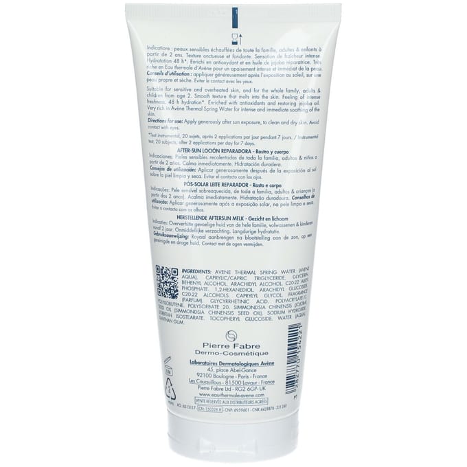 Avène Zon Herstellende aftersun Kalmerend & hydraterend | Gelaat lichaam 200 Lotion