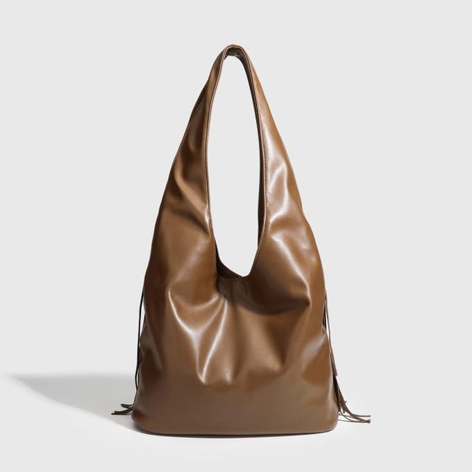 Dames Tas Mode Persoonlijkheid Kwastje Tas Grote Capaciteit Retro Schoudertas Dames Eenvoudige Okseltas bruin