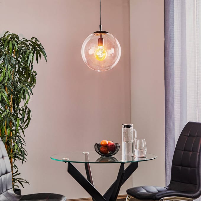 ALDEX Hanglamp 562, glas helder, kap/baldakijn zwart