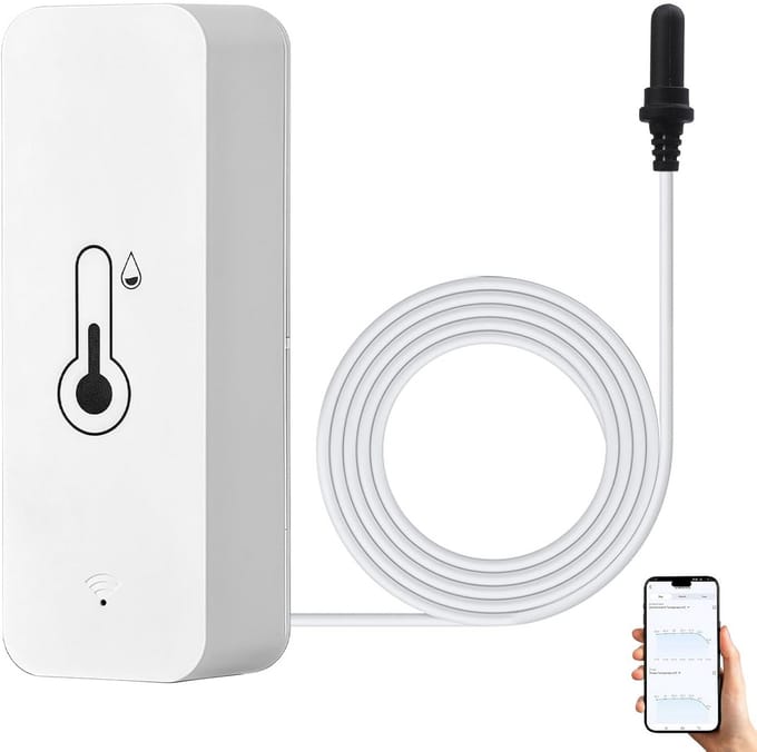 Smart Wifi Hygrometer Thermometer met Externe Sensor voor Binnen en Buiten