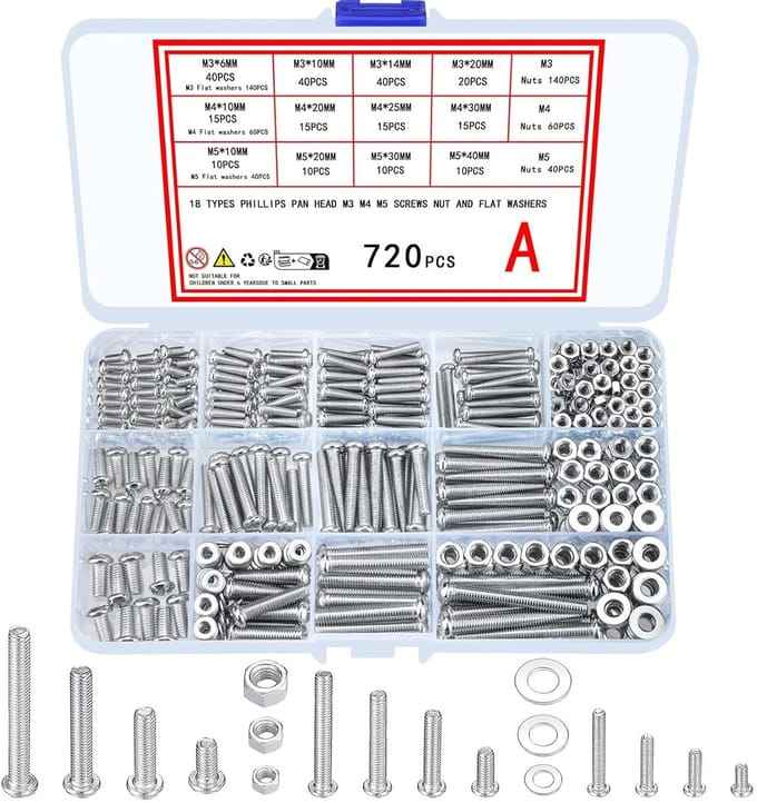 Galvanized Schroeven met Moeren en Ringen Assortiment, Diverse Phillips Platte Machine Schroeven voor Thuis, Kantoor en Industrie