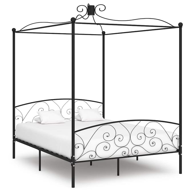 vidaXL - Hemelbedframe - metaal - zwart - 180x200 - cm