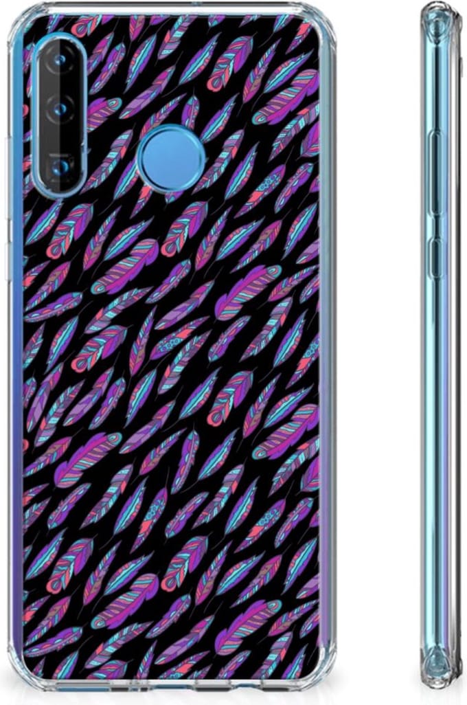 Huawei P30 Lite Doorzichtige Silicone Hoesje Feathers Color