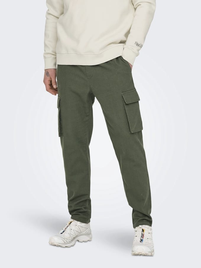 ONLY & SONS Cargo broek ONSLINUS Tapered fit Linnen Cargo broek