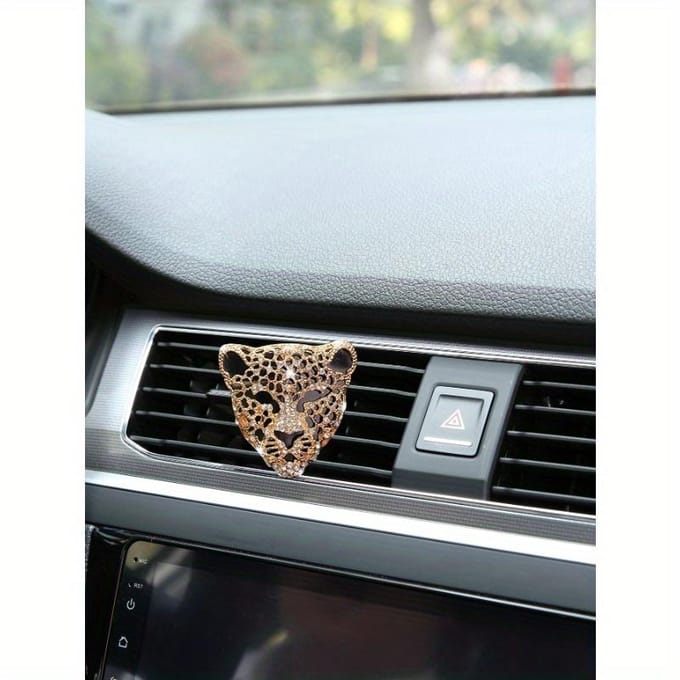 Strass Versiering Luipaard Design Auto Luchtuitlaat Clip one-size goud