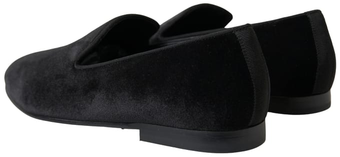 Dolce & Gabbana Zwarte Velours Instappers Formele Schoenen