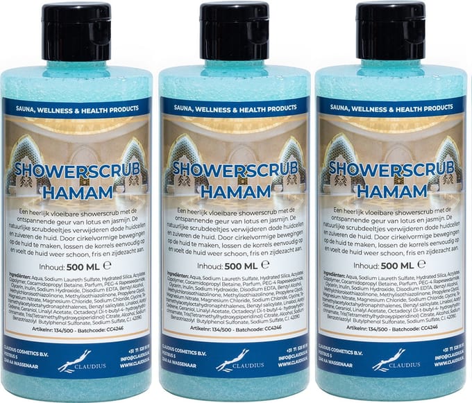 Showerscrub Hamam 500 ml - set van 3 stuks - verfrissende scrubgel - exfoliërende bodyscrub