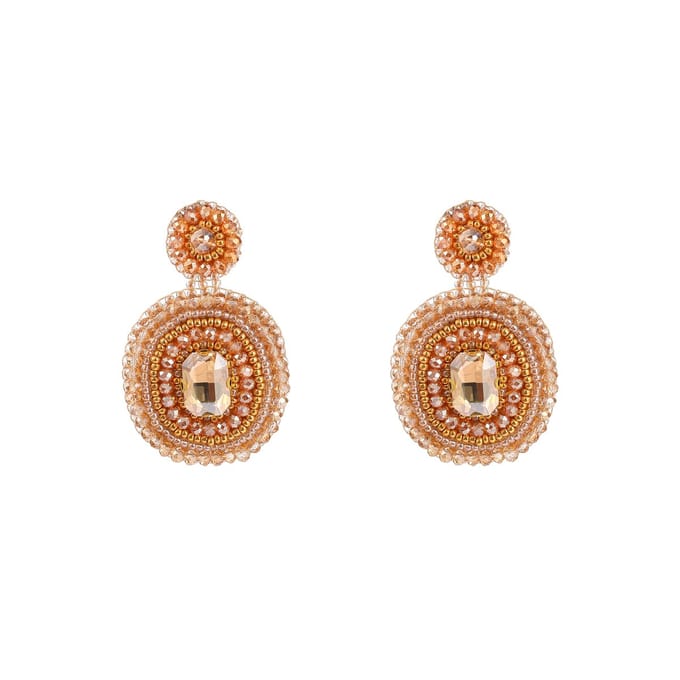 Go Dutch Label Oorknoppen Big Stone Square Drop Champagne Rose