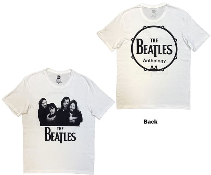 The Beatles - Group Photo Anthology Drum Heren Tshirt - M - Wit