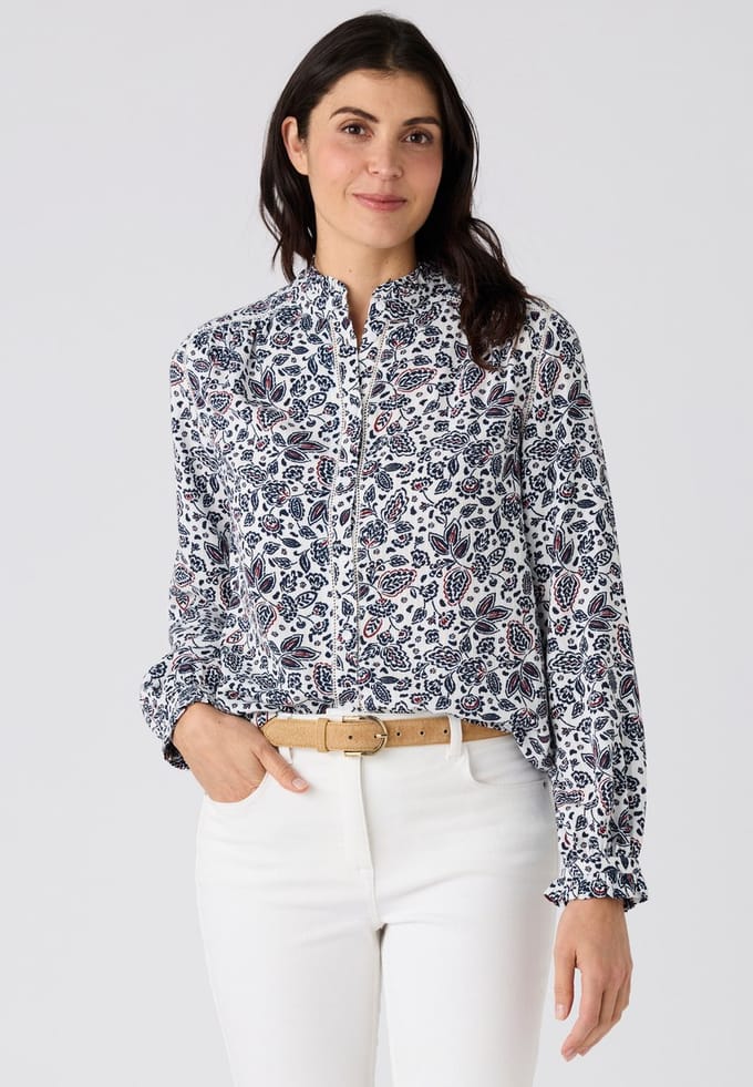 Damart - Overhemd hals volants zuivere viscose Lenzing(TM) EcoVero(TM) - Dames - Wit - 52