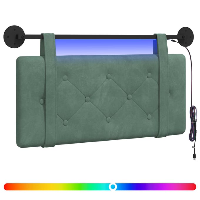vidaXL - Hangend - hoofdbord - Met - LED-verlichting - Zeegroen - Fluweel
