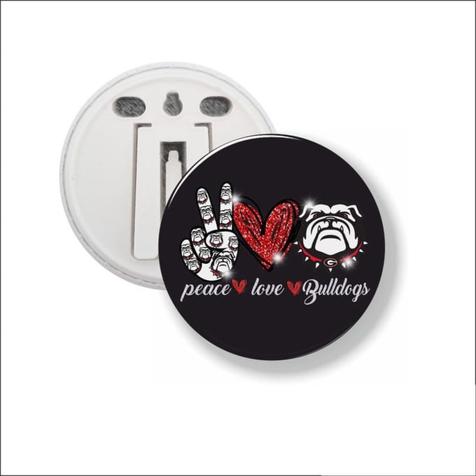 Button Met Clip 58 MM - Peace Love Bulldogs