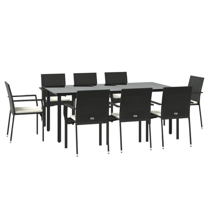vidaXL - 9-delige - Tuinset - poly - rattan - zwart