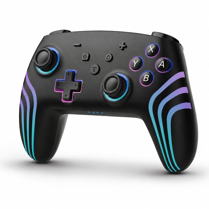 Gloovon® - Draadloze Controller - Bluetooth - RGB - Draadloze Controller Switch - Geschikt voor Nintendo Switch/ Switch 2/ Lite/ PC - Zwart