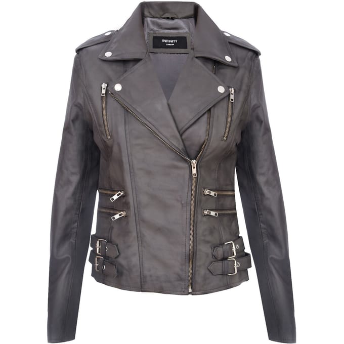 Dames leren Brando bikerjack-Loddon