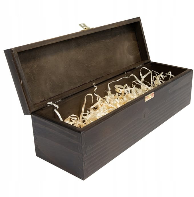 Bimberek - Houten Geschenkdoos - Wijnfles - Cacao Bruin - Gouden Klemmen