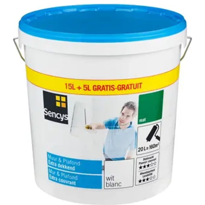 Sencys Muur & Plafond Muurverf - Mat - Wit - 20l
