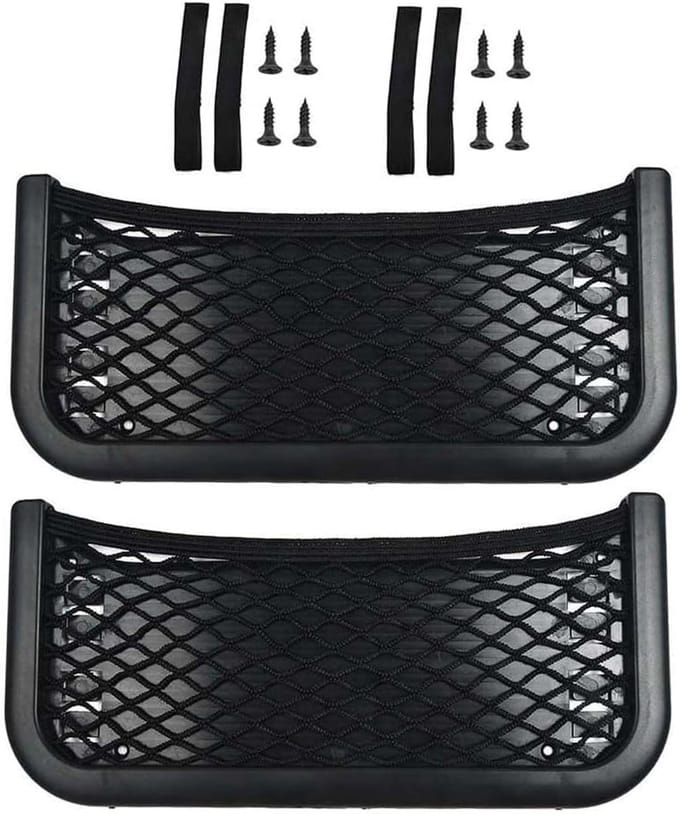 Famanu - Auto opbergnet set van 2 elastische stretchnetten voor telefoon en accessoires