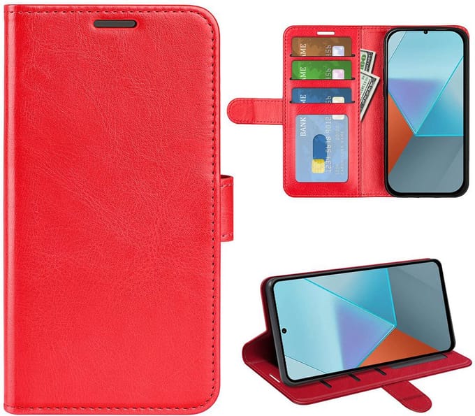 MobyDefend Hoesje - Geschikt voor Xiaomi Redmi Note 13 Pro 5G - Wallet Book Case (Sluiting Achterkant) - Rood