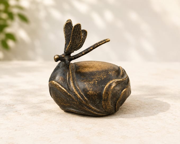 Bronzen urn - mini urn met libelle - Bronzartes - 7 cm hoog
