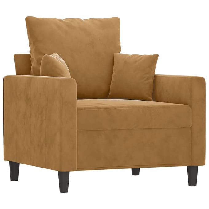 vidaXL - 3-delige - Loungeset - met - kussens - fluweel - bruin