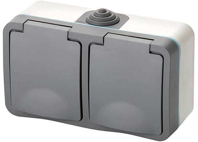 Dubbel Stopcontact - Waterdicht Stopcontact - Elektrische Aansluiting - IP54 Waterdicht - 17.2 x 7.9 x 5.8 cm - null