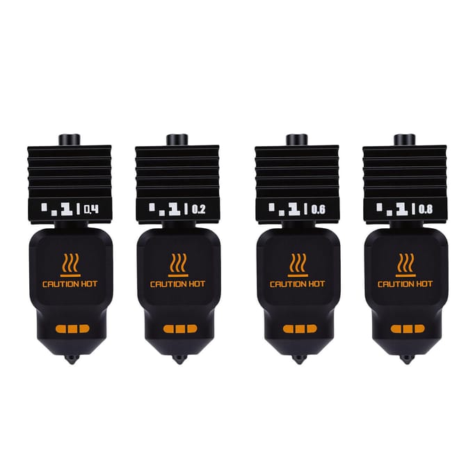 4 Stuks Hotend Vervanging voor Bambu Lab P2S H2D H2S H2C 3D Printer 0.2 0.4 0.6 0.8MM Hotend Set met Siliconen Hoes black