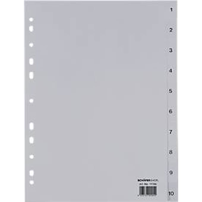 Schäfer Shop Select mappenindex, voor DIN A4, numeriek, 10 vakken, polypropeen, grijs