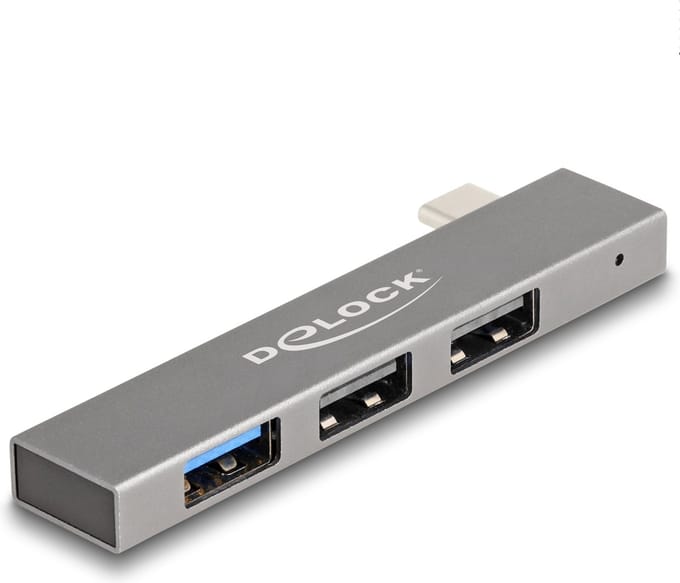 Delock 3 Port Slim USB Hub with USB Type-C™ to 1 x USB 10 Gbps USB Type-A + 2 x USB 2.0 Type-A