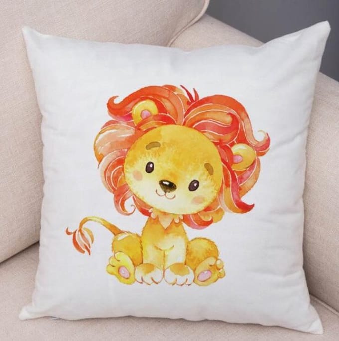 Kussenhoes met schattige leeuw 45 x45