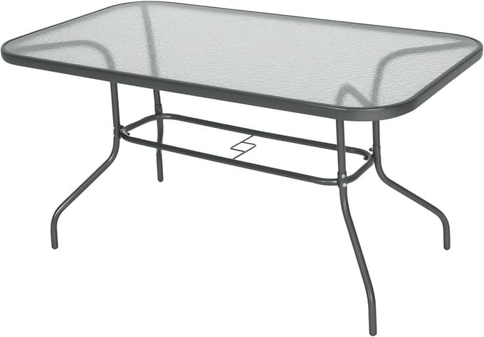 Moderne bistrotafel voor tuin en balkon met parasolgat - 140 x 80 cm
