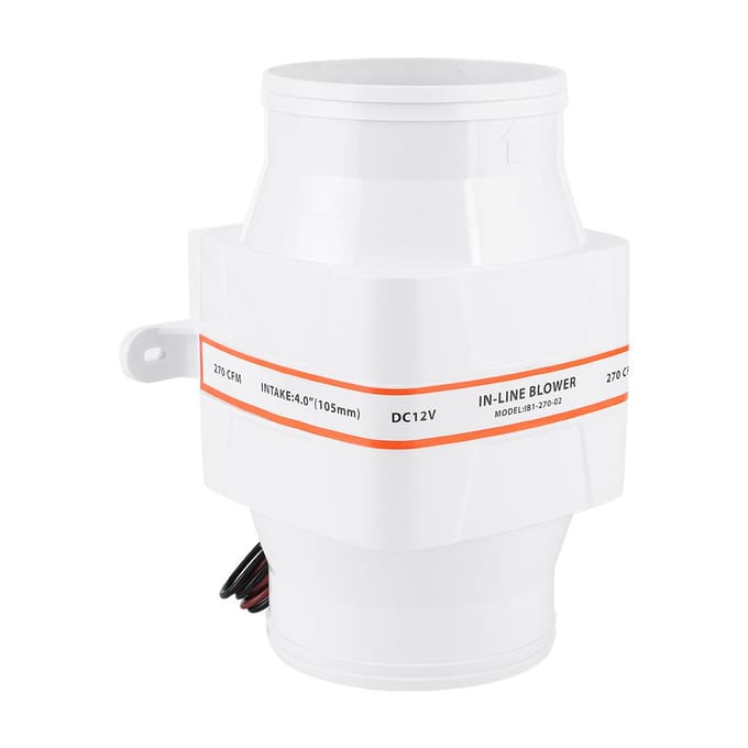4in 270CFM Bilge Luchtblazer In-Line Marine DC Elektrische Ventilator Bootaccessoire 12V Wit white