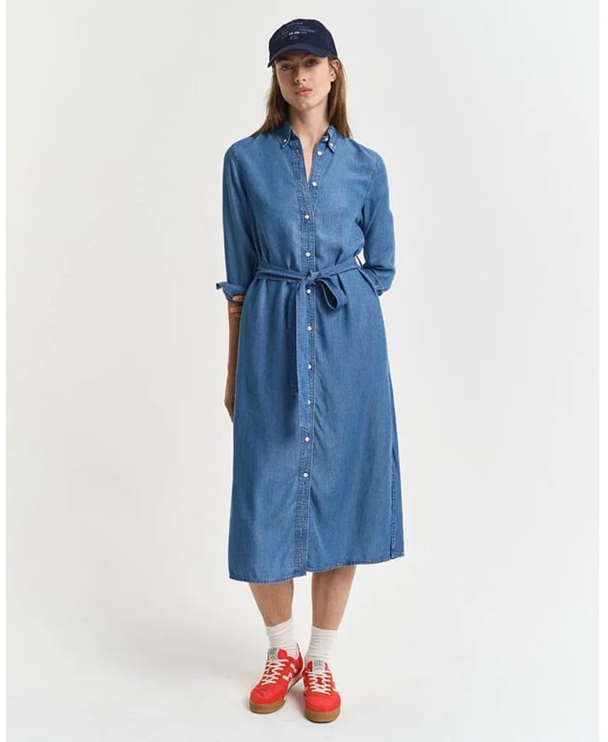 Gant 4503376 Lang Mouw Jurk Blauw 38 Vrouw