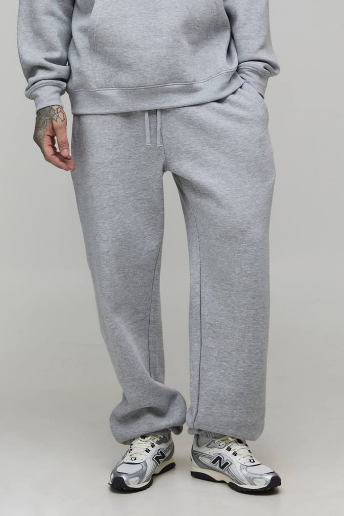 Lange Basic Oversized Joggingbroek | Grey Marl | Size Small
